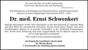 Traueranzeige Ernst Schwenkert