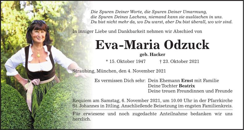 Traueranzeige Eva-Maria Odzuck