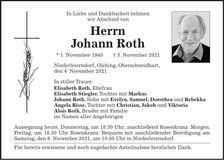 Traueranzeige Johann Roth
