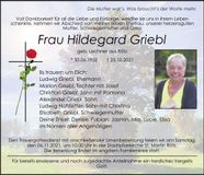Traueranzeige Hildegard Griebl