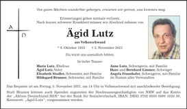 Traueranzeige Ägid Lutz