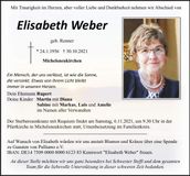 Traueranzeige Elisabeth Weber