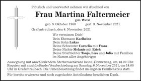 Traueranzeige Martina Faltermeier