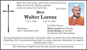 Traueranzeige Walter Lorenz