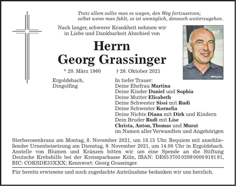 Traueranzeige Georg Grassinger