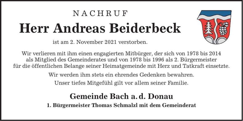 Traueranzeige Andreas Beiderbeck