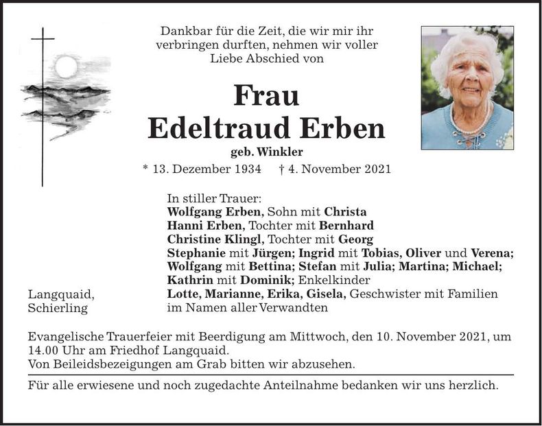 Traueranzeige Edeltraud Erben