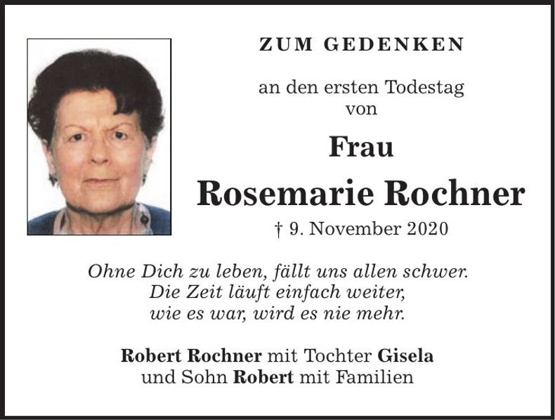 Traueranzeige Rosemarie Rochner