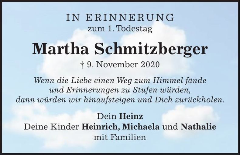 Traueranzeige Schmitzberger Martha