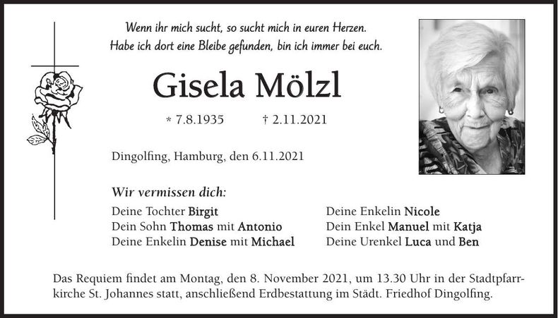 Traueranzeige Gisela Mölzl