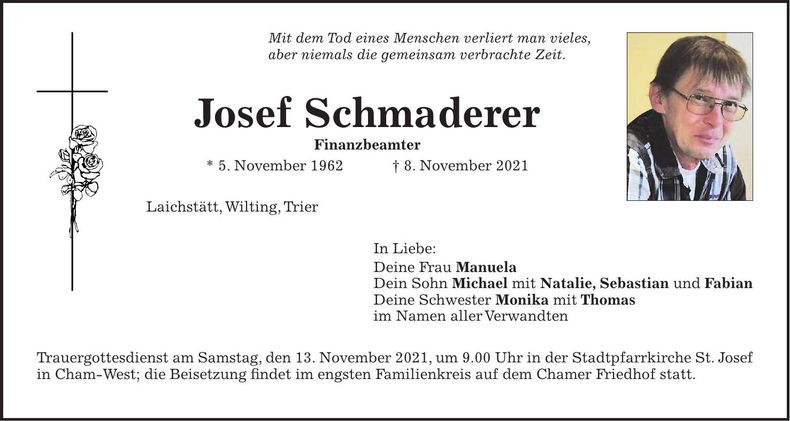 Traueranzeige Josef Schmaderer