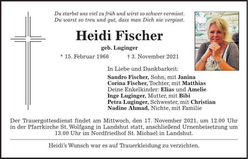 Traueranzeige Heidi Fischer