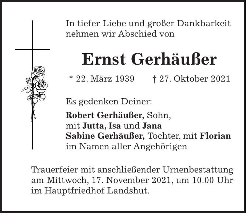 Traueranzeige Ernst Gerhäußer