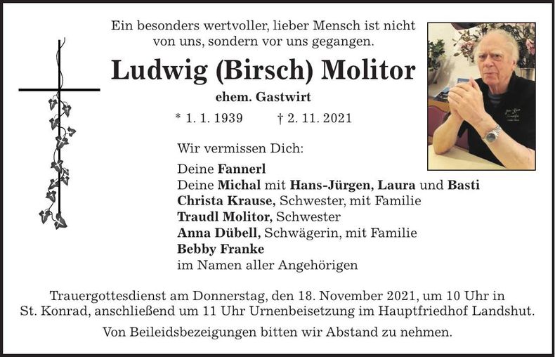 Traueranzeige Ludwig Molitor