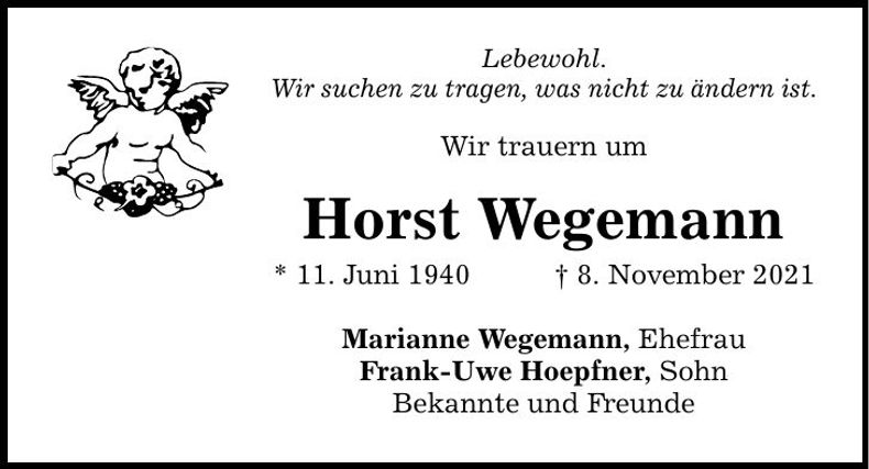 Traueranzeige Horst Wegemann