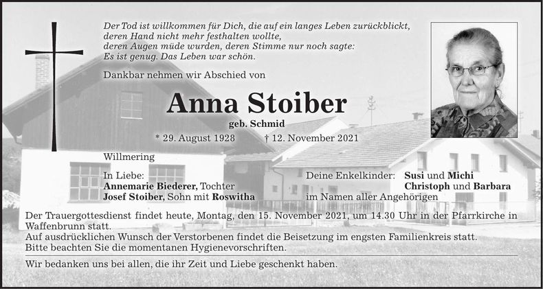 Traueranzeige Ann Stoiber
