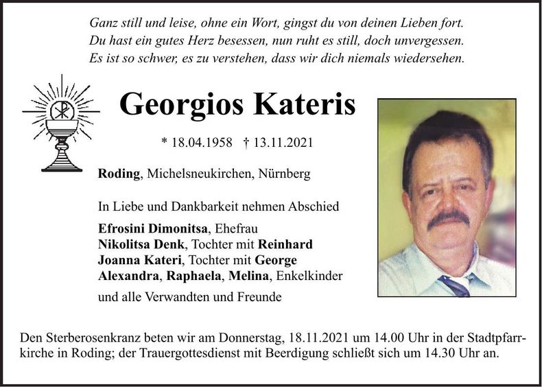 Traueranzeige Georgios Kateris