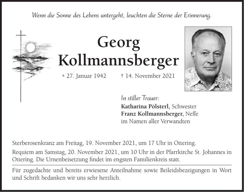 Traueranzeige Georg Kollmannsberger