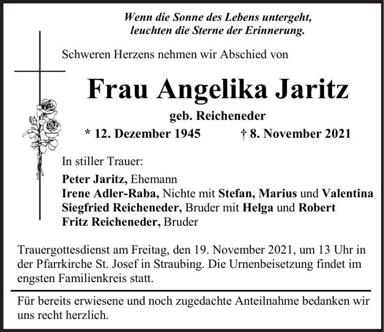 Traueranzeige Angelika Jaritz