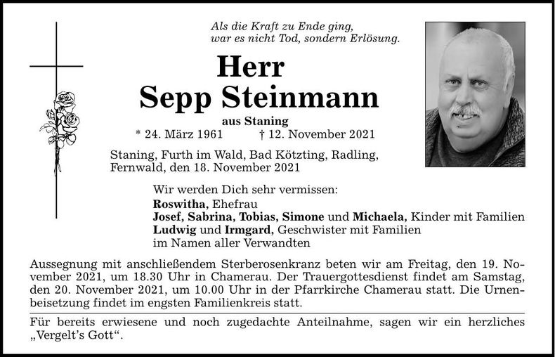Traueranzeige Sepp Steinmann