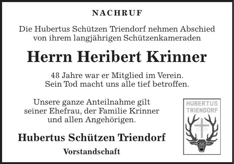 Traueranzeige Heribert Krinner