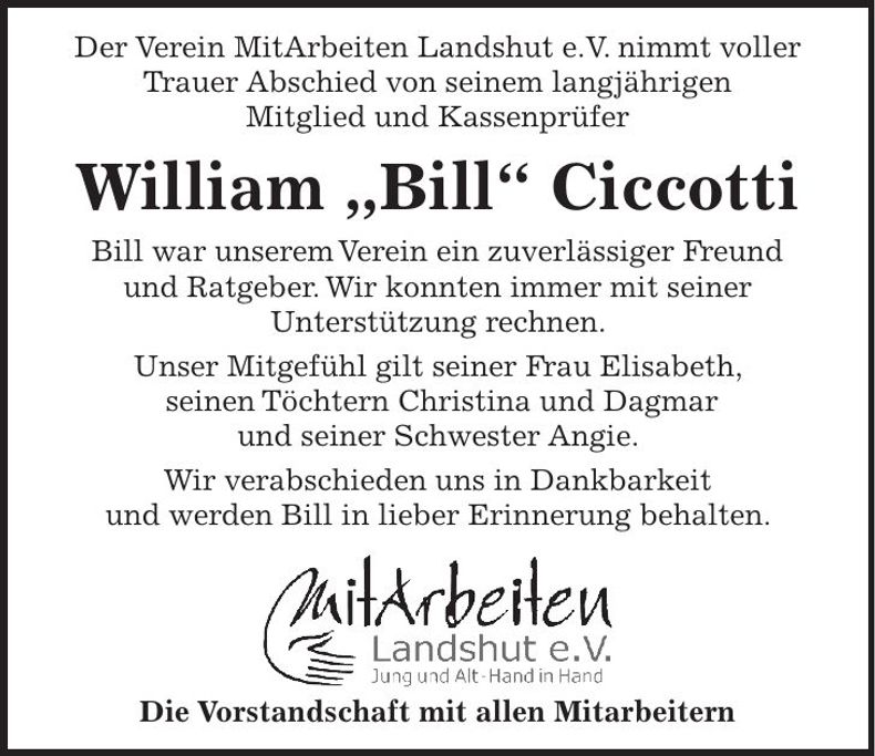 Traueranzeige William Ciccotti
