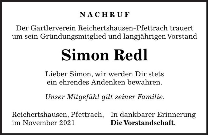 Traueranzeige Simon Redl