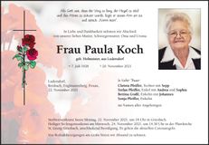 Traueranzeige Paula Koch