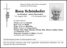 Traueranzeige Rosa Schönhofer