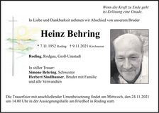 Traueranzeige Heinz Behring