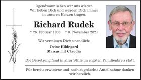 Traueranzeige Richard Rudek