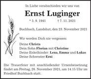Traueranzeige Ernst Luginger