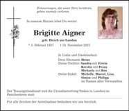Traueranzeige Brigitte Aigner