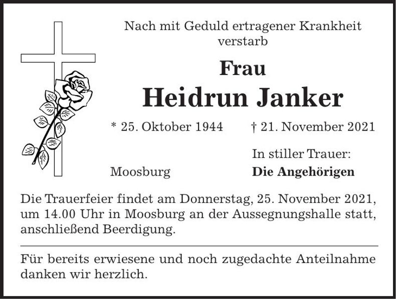 Traueranzeige Heidrun Janker