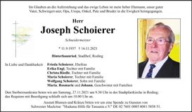 Traueranzeige Joseph Schoierer