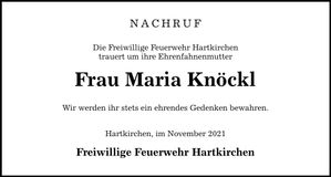 Traueranzeige Maria Knöckl