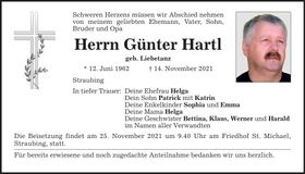 Traueranzeige Günter Hartl