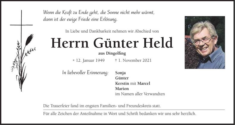 Traueranzeige Günter Held