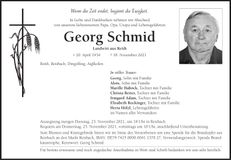 Traueranzeige Georg Schmid