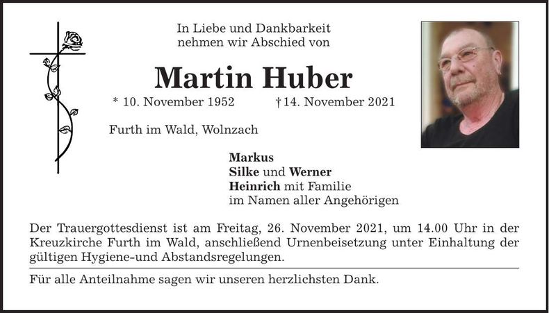 Traueranzeige Martin Huber