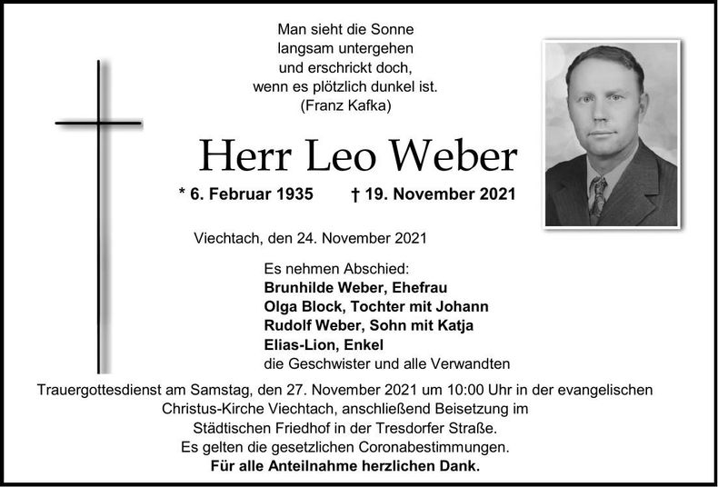 Traueranzeige Leo Weber