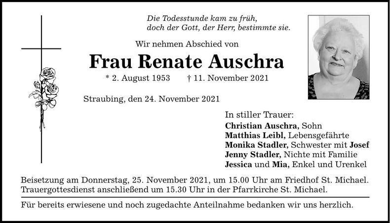 Traueranzeige Renate Auschra