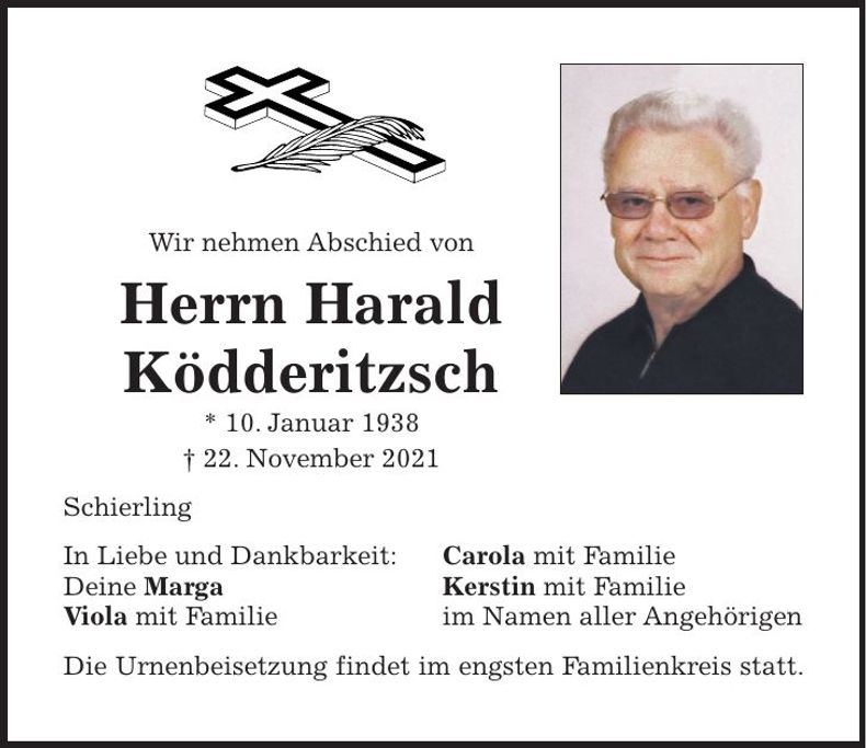 Traueranzeige Harald Ködderitzsch