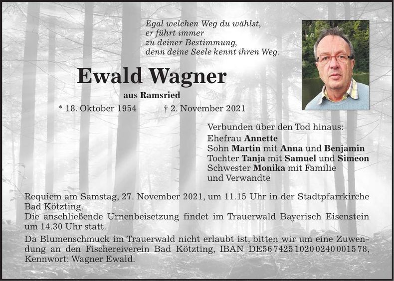 Traueranzeige Ewald Wagner