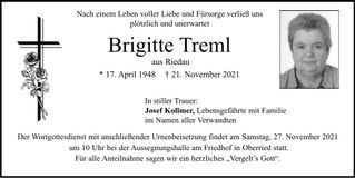 Traueranzeige Brigitte Treml