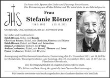 Traueranzeige Stefanie Rösner