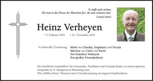 Traueranzeige Heinz Verheyen