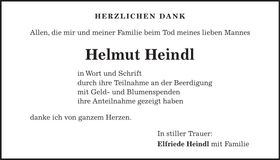 Traueranzeige Helmut Heindl