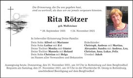 Traueranzeige Rita Rötzer