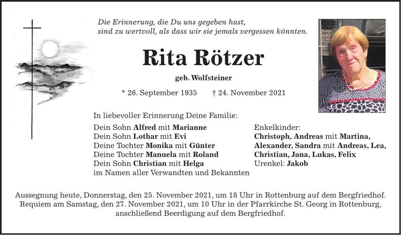 Traueranzeige Rita Rötzer